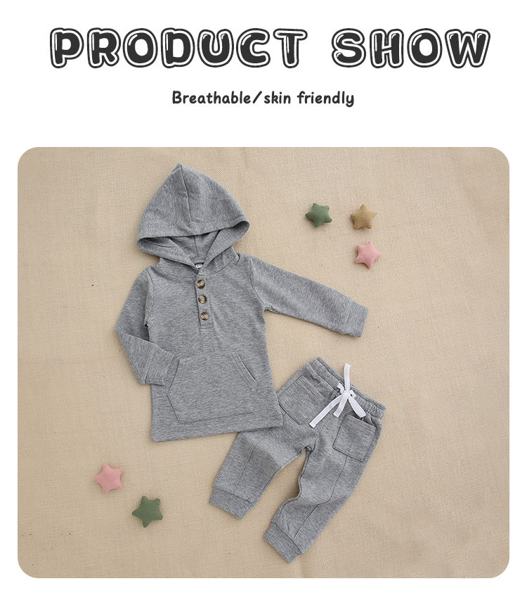 Preço de fábrica atacado roupas de bebê moda bebê menino conjunto outono meninos macio casual algodão topos com chapéu