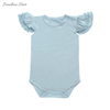 100% algodão tricotado com estampa personalizada OEM cor sólida pétala sem mangas verão macacão de bebê macacão de menina