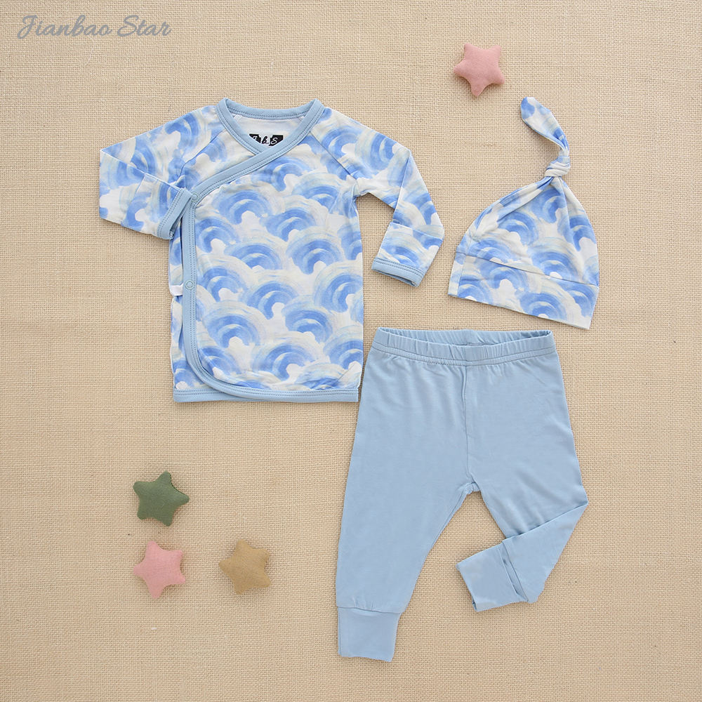 Meninos e meninas conjuntos de roupas de bebê com chapéu novo design 100% algodão textura macia bebê manga longa macacão estilo botão