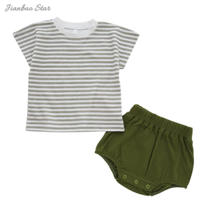 Conjunto de pijamas para bebês meninos adorável conjunto de terno infantil direto da fábrica algodão de bambu 2 peças conjunto de roupas casuais de manga curta
