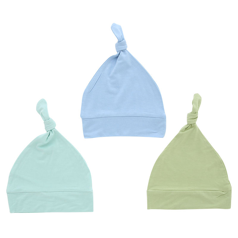 Chapéus de bebê no atacado Tecido de bambu doce cor sólida OEM Decoração facial personalizada Chapéus de bebê unissex para todas as estações