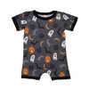 Atacado roupas para bebês recém-nascidos halloween estilo impresso personalizado manga curta verão macacão de bebê 95% bambu e 5% tecido elastano