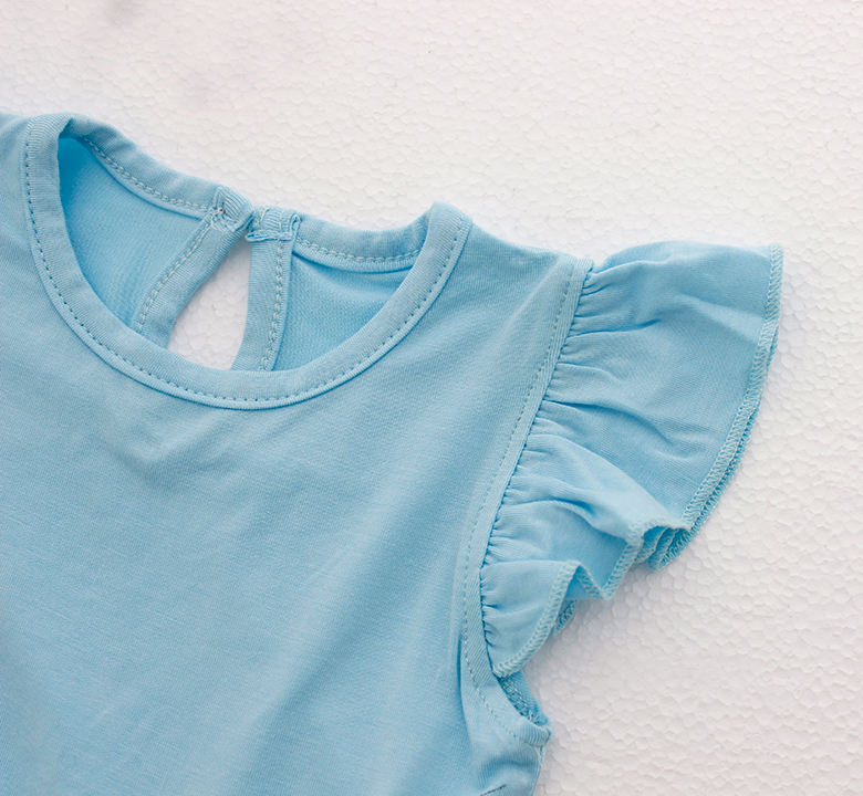Bebê meninas babados vestido cor sólida respirável e textura extra macia verão adorável boutique vestidos por atacado