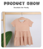 Crianças por atacado Vestido de festa casual Roupas adorável vestido de bebê outono manga curta cor de cor sólida moda de bebê saia