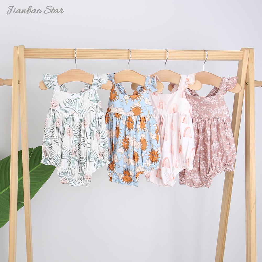 Apoio Personalização Ins Bebê Meninas Suspensórios Estilo Bambu Algodão Sem Mangas Melhor Macacão de Verão Da Fábrica