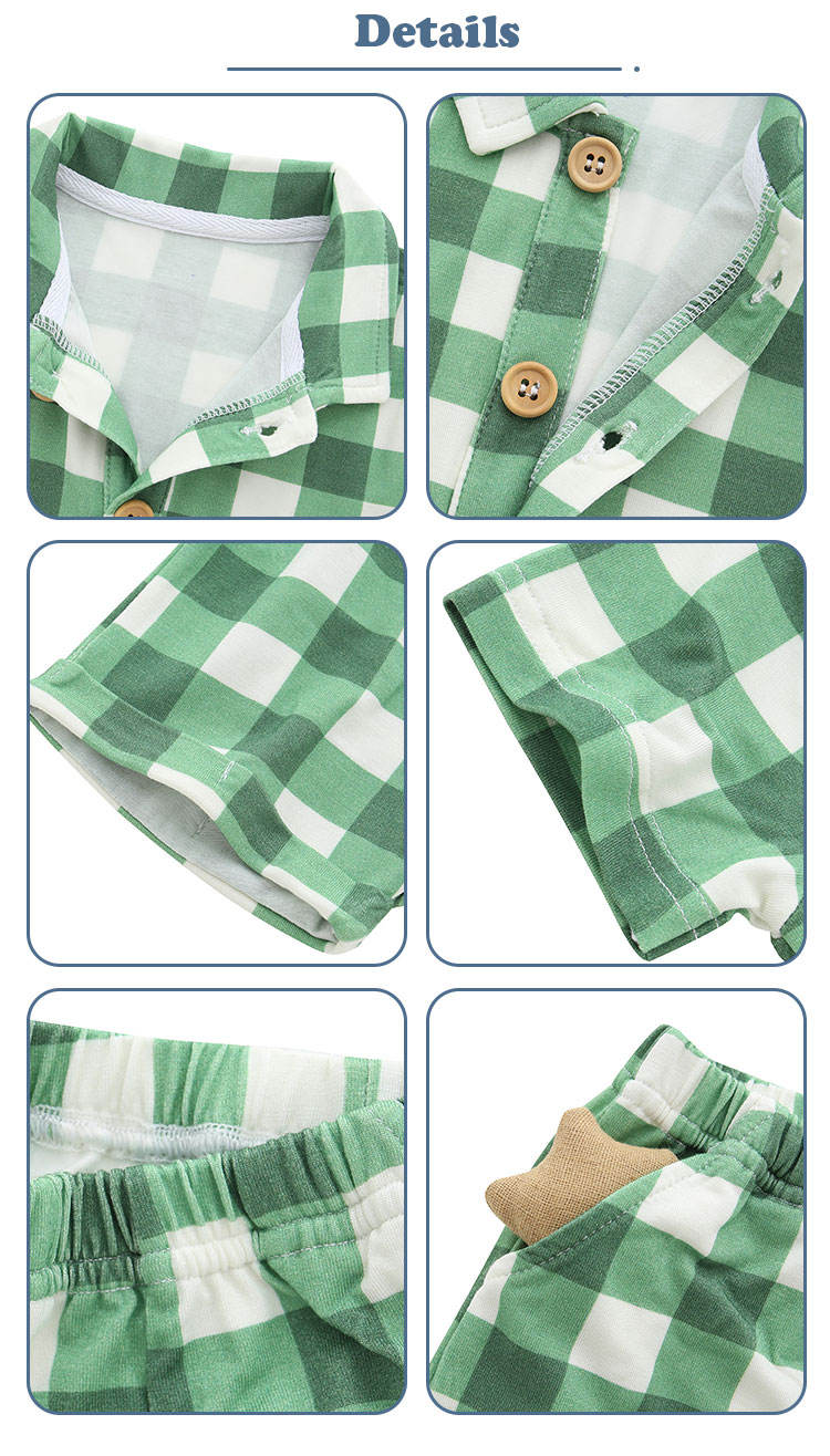 Novo design popular de alta qualidade 100% algodão tricô verão manga curta botões unissex conjuntos de roupas de bebê