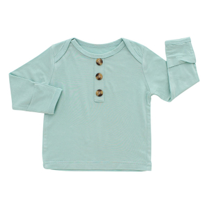 Tops de bebê estilo clássico atacado cor sólida pijamas de bambu algodão manga longa camiseta OEM design personalizado roupas infantis para bebês