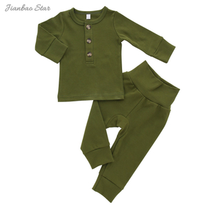 Conjunto de pijama unissex de mangas compridas para bebês e crianças de inverno com 2 peças