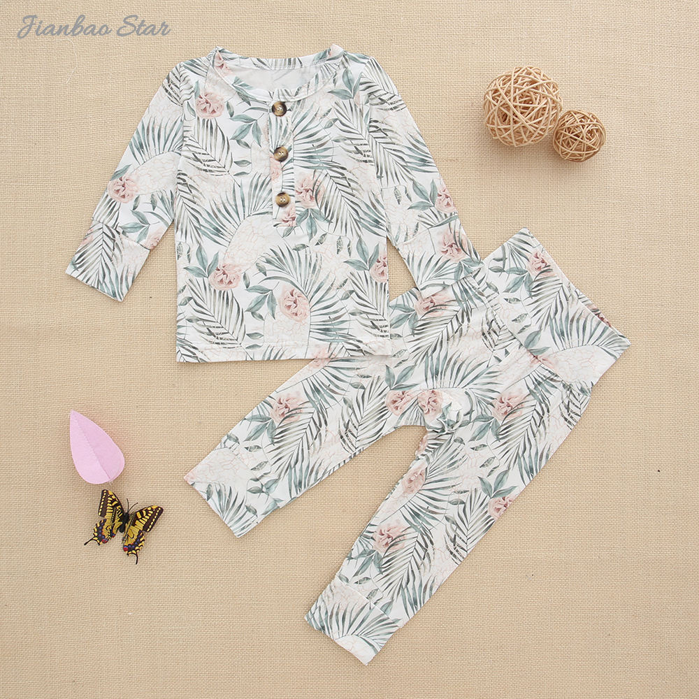 Conjuntos de roupas de bebê de manga comprida de venda quente de algodão de bambu Tecido ecológico 2 peças de pijama casual definido em preço de fábrica Conjuntos de roupas de bebê menina