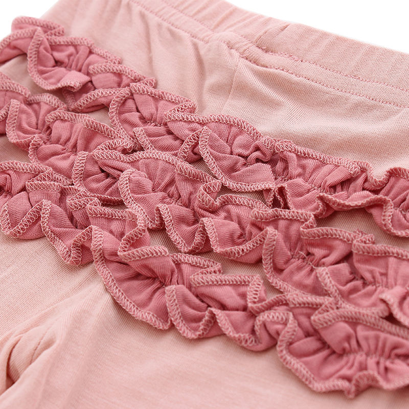 Nova venda quente da criança meninas crianças triplo plissado calças rosa personalizar cor bambu elastano mistura bebê crianças pequenas calças