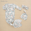 Novo design conjunto de presente do bebê macio bambu elastano algodão bodysuit macacão tecido unisex bebê sono vestido luvas chapéu presente conjunto
