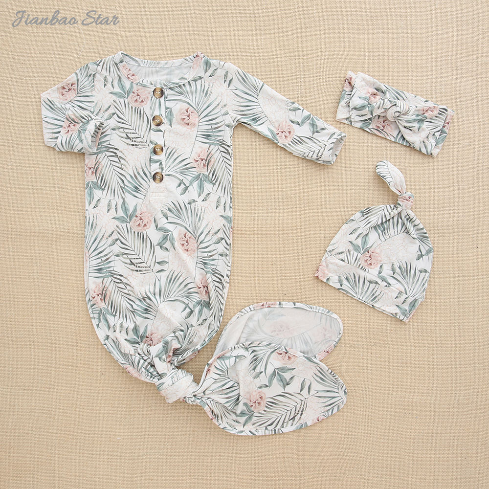 Novo design conjunto de presente do bebê macio bambu elastano algodão bodysuit macacão tecido unisex bebê sono vestido luvas chapéu presente conjunto