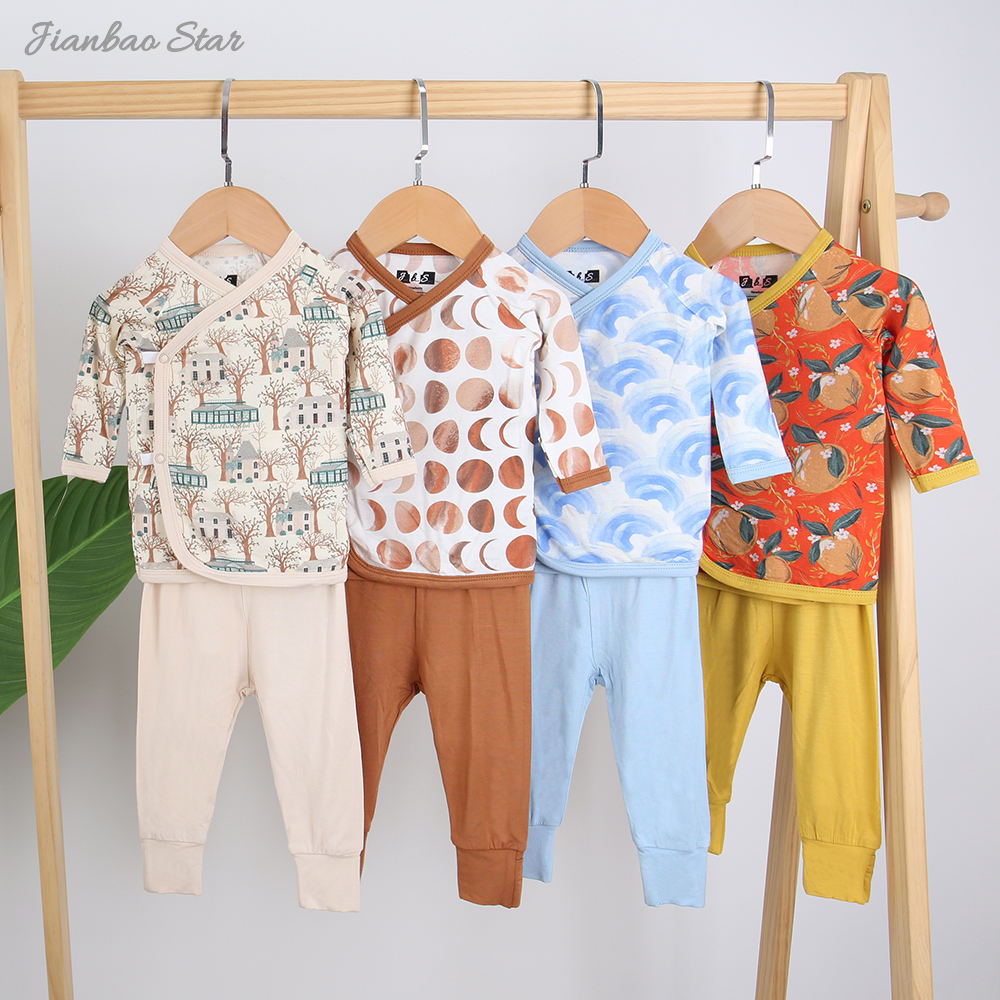 Atacado 0-24m conjuntos de pijamas do bebê outono manga longa malha algodão meninos meninas roupas 3 peças roupas do bebê conjunto presente
