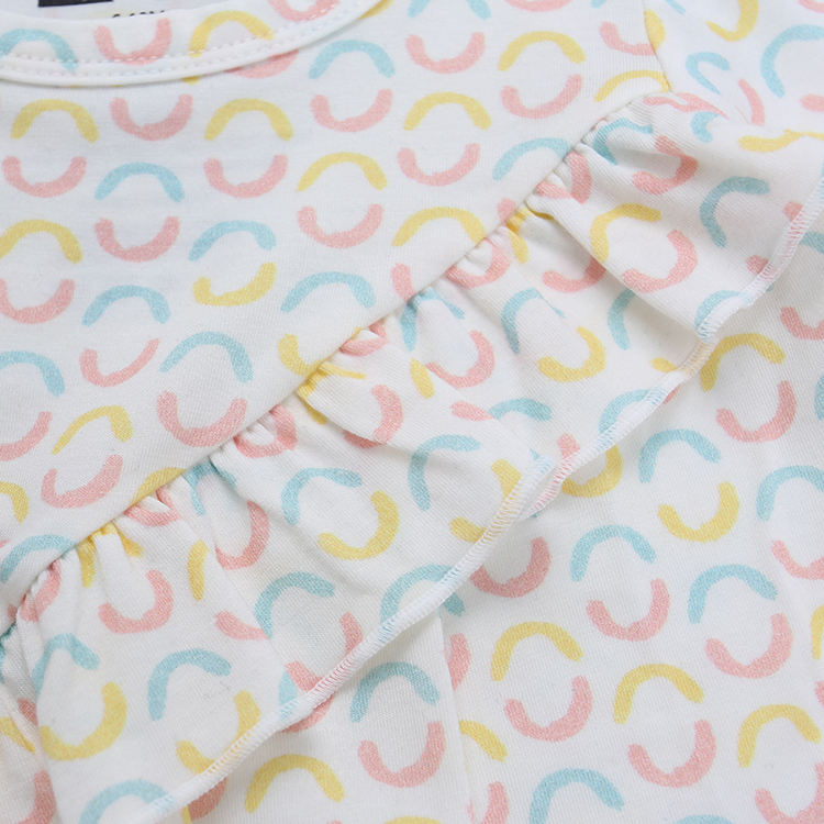Vestido infantil de mangas compridas com estampa adorável de babados estilo inverno para bebês