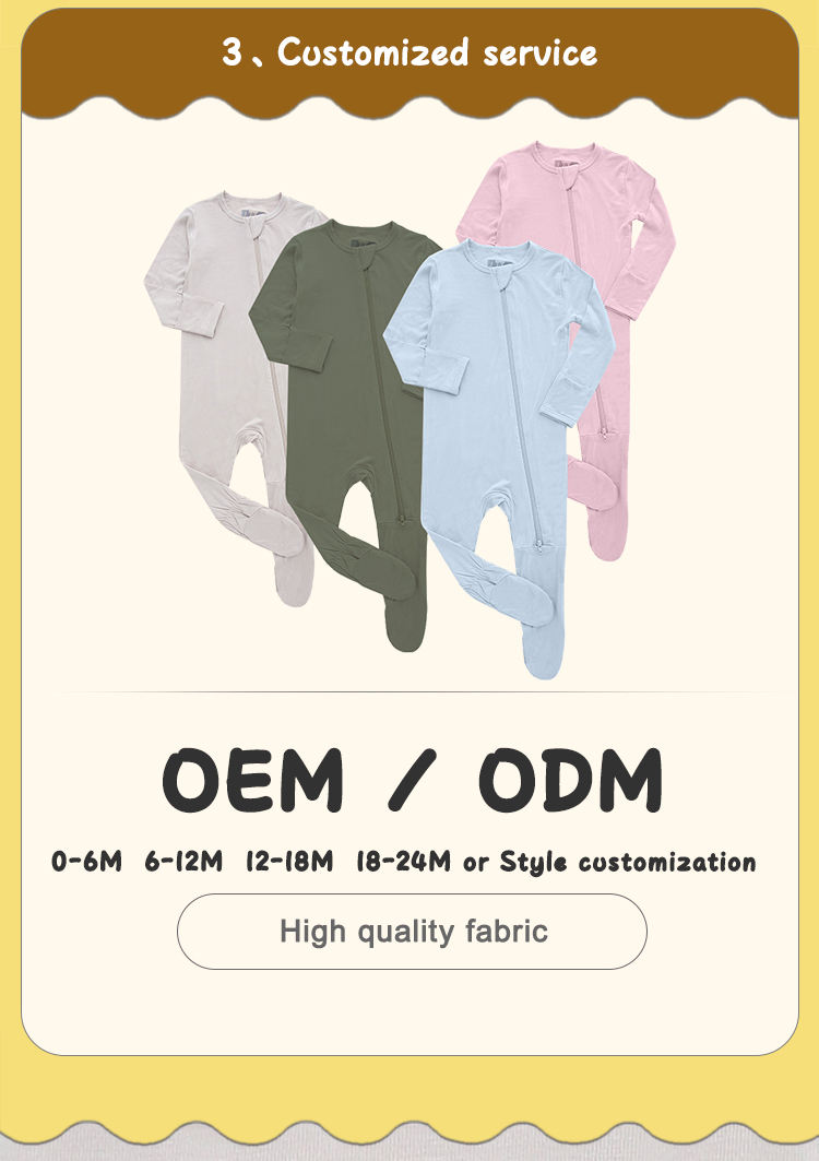 Atacado footie design bebê meninos meninas manga longa bodysuit elastano roupas de bambu anti apertos footie zíper macacão pijamas