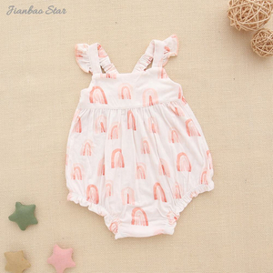Ceia de bambu macio roupas de bebê recém-nascido 0-3 meses macacão mangas esvoaçantes macacão de bolha de bambu para meninas e meninos