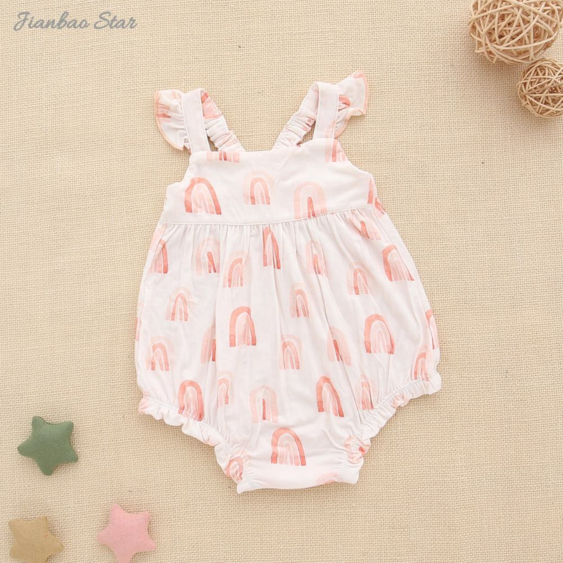 Ceia de bambu macio roupas de bebê recém-nascido 0-3 meses macacão mangas esvoaçantes macacão de bolha de bambu para meninas e meninos