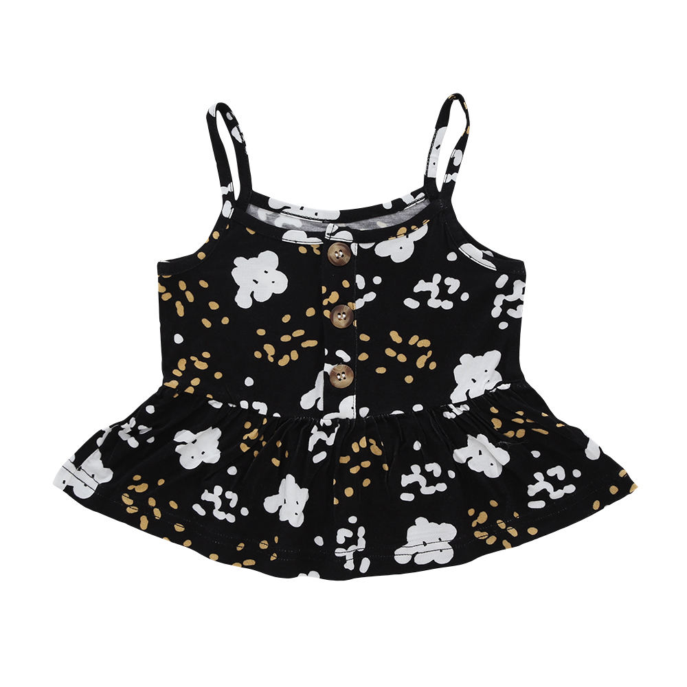 Alta qualidade 100% algodão atacado novo estilo verão venda quente padrão sem mangas adorável suspender vestido de meninas do bebê