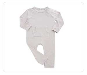 Bebê criança outono macacão manga longa com bolso e botão de pressão design macacão de bebê de cor sólida