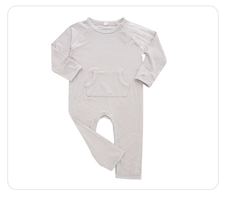 Bebê criança outono macacão manga longa com bolso e botão de pressão design macacão de bebê de cor sólida