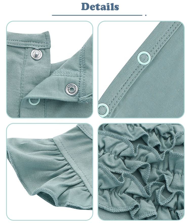 Roupas de bebê personalizadas 95% bambu 5% elastano manga curta babados na parte de trás do macacão macio infantil macacões para meninas