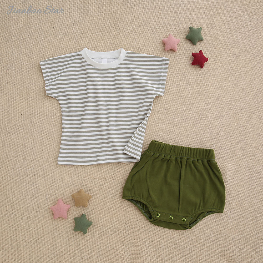 Conjunto de pijamas para bebês meninos adorável conjunto de terno infantil direto da fábrica algodão de bambu 2 peças conjunto de roupas casuais de manga curta