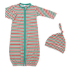 Atacado manga longa saco de dormir com zíper frontal design macio e bonito chapéu conjuntos de camisola de bebê para recém-nascidos infantis