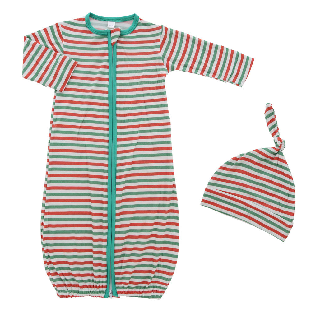 Atacado manga longa saco de dormir com zíper frontal design macio e bonito chapéu conjuntos de camisola de bebê para recém-nascidos infantis