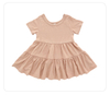Crianças por atacado Vestido de festa casual Roupas adorável vestido de bebê outono manga curta cor de cor sólida moda de bebê saia