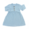 Design bonito bebê meninas vestido casual roupas de festa outono manga longa moda bebê menina saia em padrão sólido e colorido