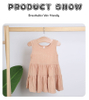 Vestido de bebê sem mangas estilo verão, atacado de alta qualidade, algodão de bambu, suspensório, saia macia para meninas