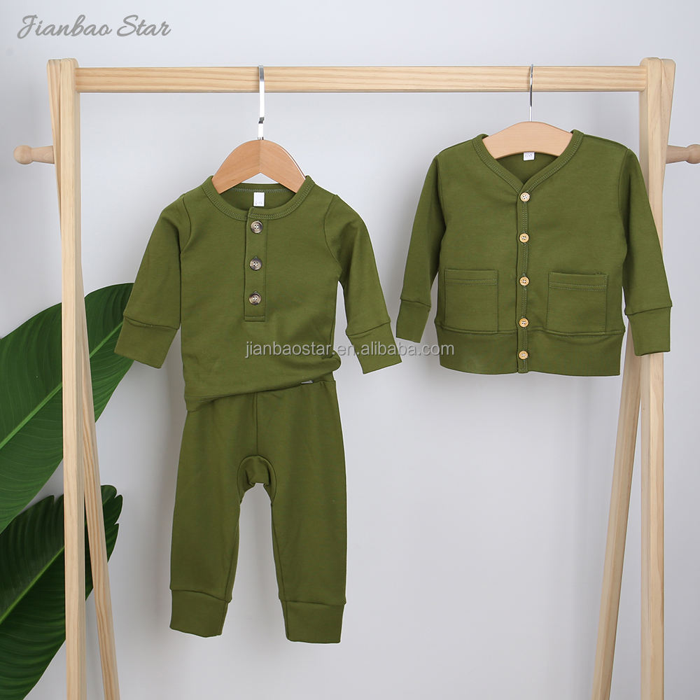 Conjunto de pijama unissex de mangas compridas para bebês e crianças de inverno com 2 peças
