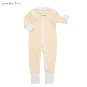 Macacão de bebê extra macio de algodão de bambu, manga longa, botão com zíper, conjunto de roupas de bebê, impressão personalizada, roupas infantis