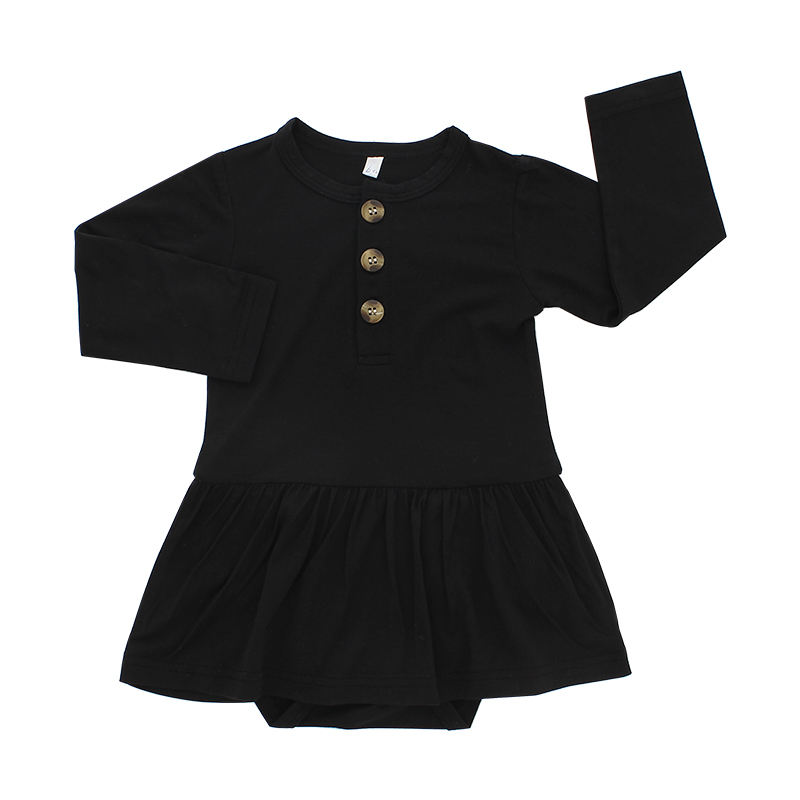 Macacão de bebê de viscose de bambu com decoração de babados, vestido de menina de cor lisa com shorts inferiores
