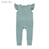 Romper de babado para bebê com estampa personalizada de spandex de bambu