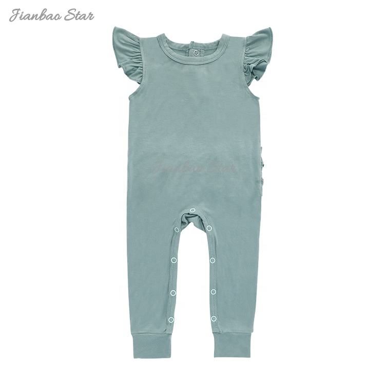 Romper de babado para bebê com estampa personalizada de spandex de bambu