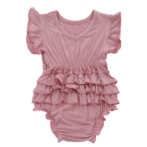 Atacado em forma de botão roupas de bebê estilo verão sem mangas macacão de bambu viscose elastano recém-nascido macacão