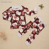 Design clássico personalizar roupas de bebê estampadas lindas 2 peças manga comprida pjs 100% algodão tecido de bambu conjunto de macacão de bebê