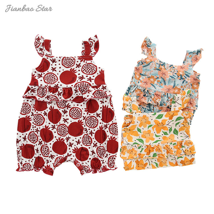 Novo lançamento plissado sem mangas macacão de bebê primavera verão incrível corte e estilo doce tecido de algodão de bambu roupas de meninas do bebê