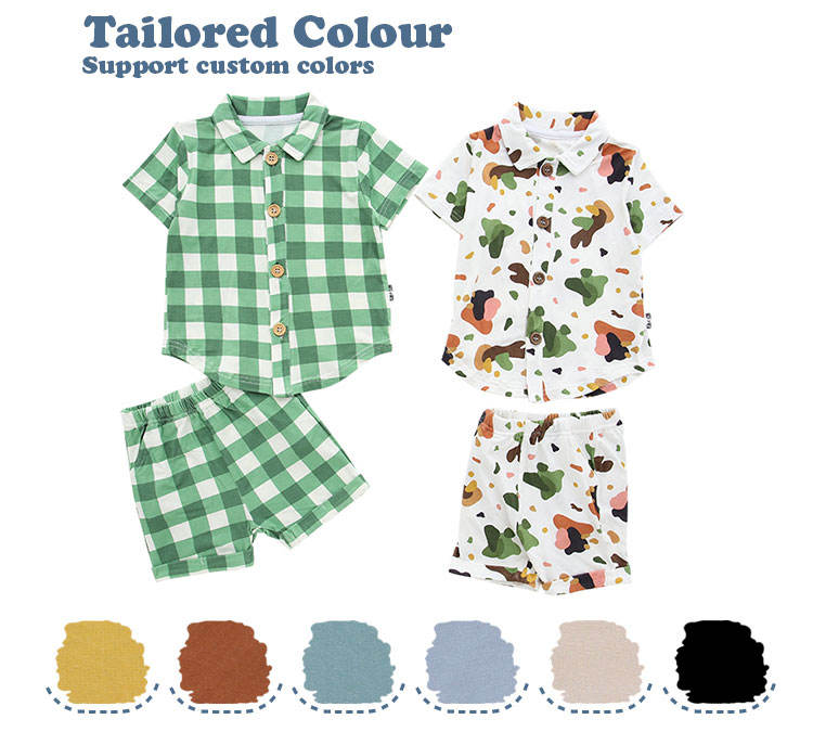 Camisa polo de manga curta e shorts para bebês e crianças, meninos, design de bolso, gola virada para baixo, roupas infantis, terno de verão