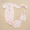 Novo design conjunto de presente do bebê macio bambu elastano algodão bodysuit macacão tecido unisex bebê sono vestido luvas chapéu presente conjunto