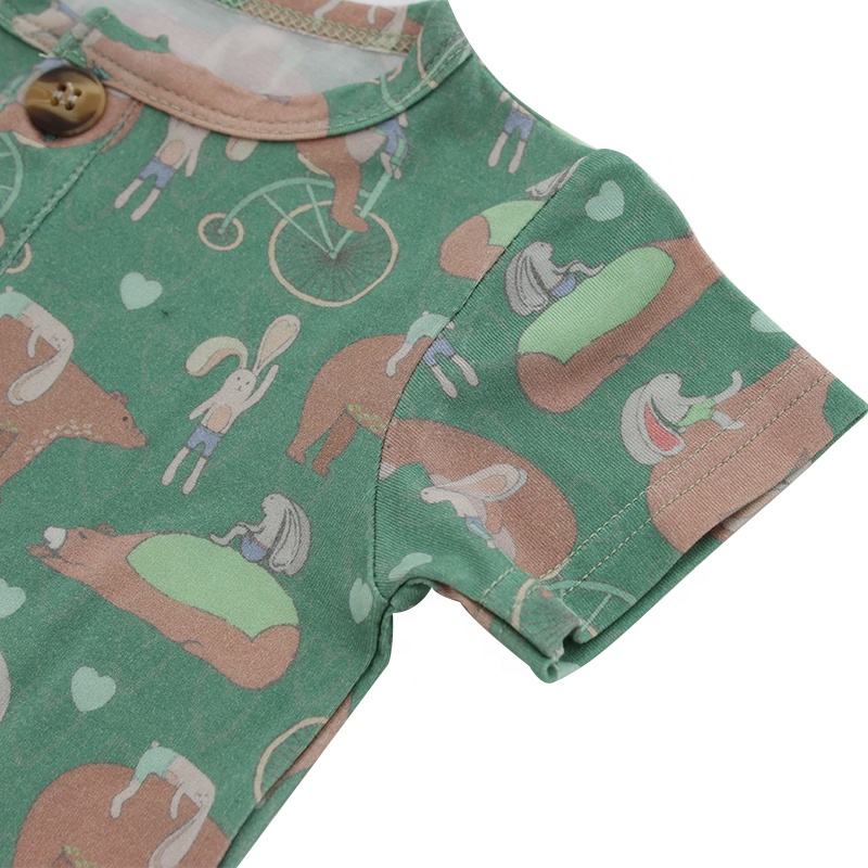 Algodão de bambu malha bebê menino primavera verão roupas de alta qualidade preço de fábrica impressão personalizada macacão logotipo oem sleepsuit