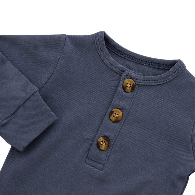 Atacado roupas para bebês recém-nascidos, pijamas infantis para dormir, roupas 100% algodão, cor sólida, mangas compridas, conjunto de roupas para bebês