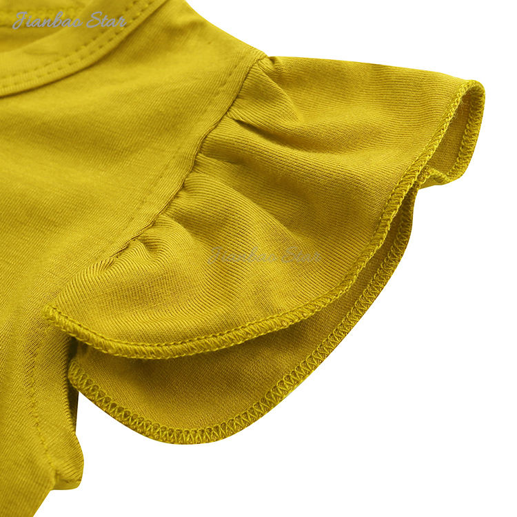 Venda quente design sem mangas snap cardigan macacão do bebê verão babados mangas causal cor sólida impressão macacão do bebê