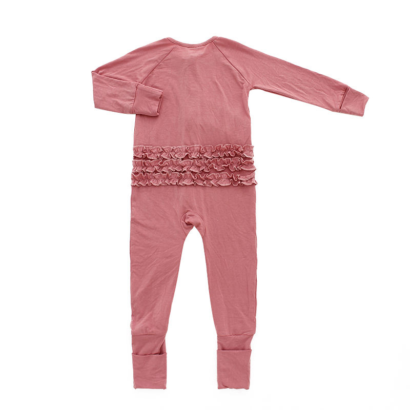 Macacão infantil com zíper, design clássico de alta qualidade, macacão de algodão de bambu, manga longa, cor sólida