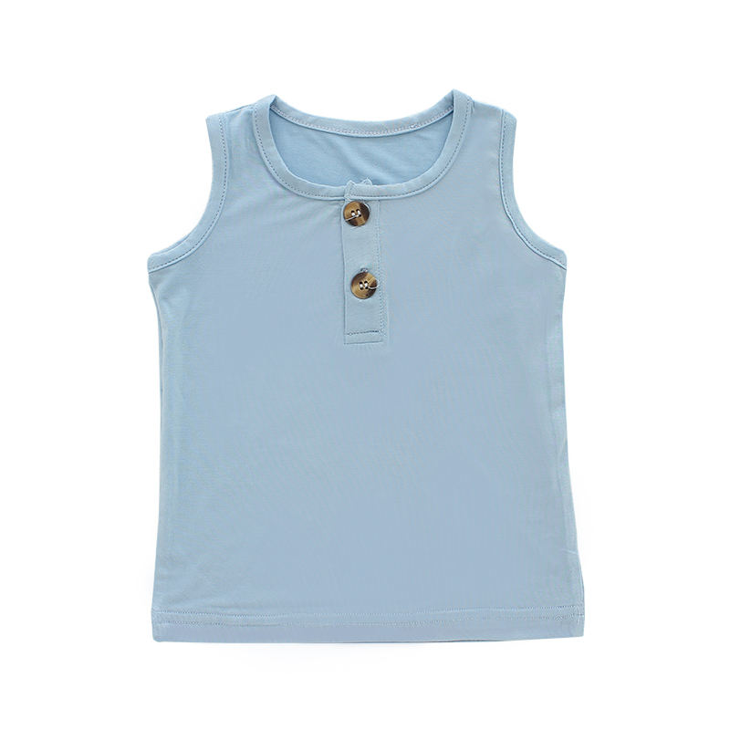 95% bambu malha super macio sem mangas bebê menino e menina camiseta verão cor sólida e padrão oem crianças topos