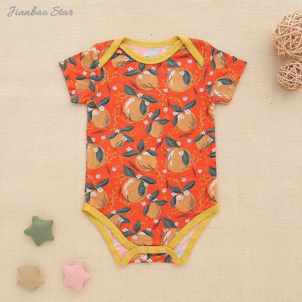 Fabricação de fábrica de serviço OEM as melhores roupas de bebê de bambu de verão Onesie com designs impressos personalizados Macacão de bebê