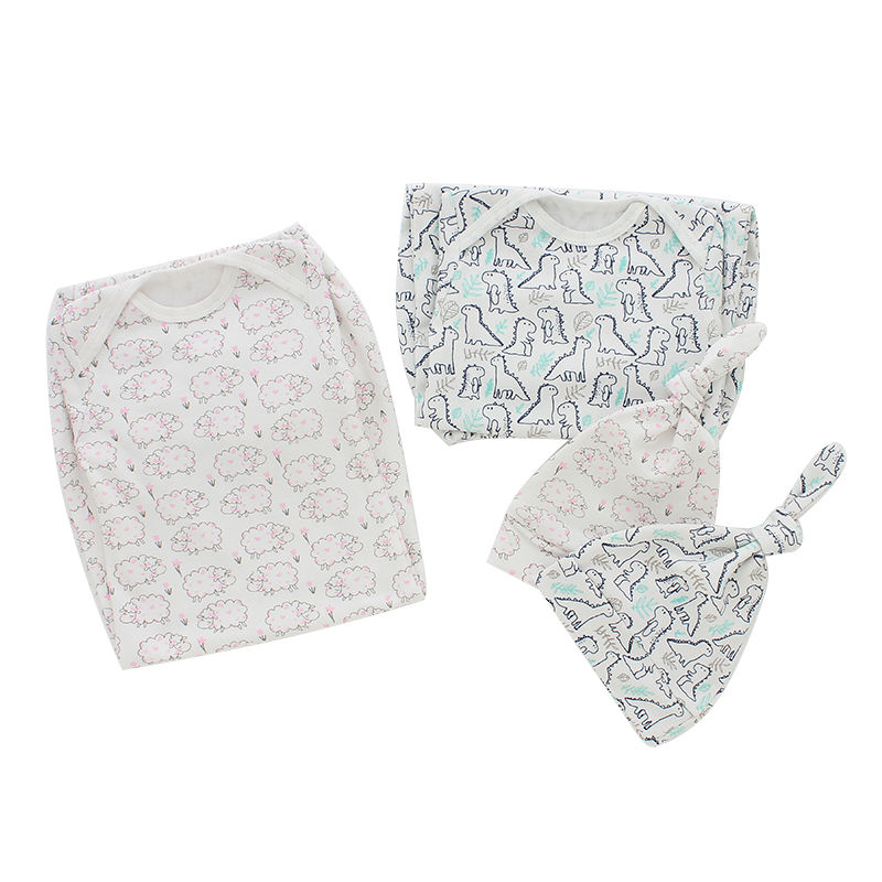 HotSale Manga Completa Newbron Infantil Saco de Dormir Do Bebê Com Chapéu Lindo 2 pcs Conjuntos de Pijama Envelope Colar Design de Pijamas Do Bebê