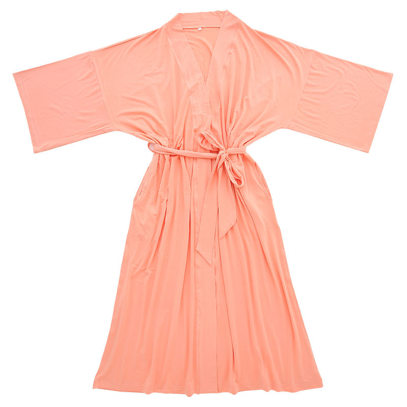 Novo design feminino meninas oem impresso cor sólida camisola de verão estilo causal 95% viscose de bambu e 5% tecido elastano pijamas robe