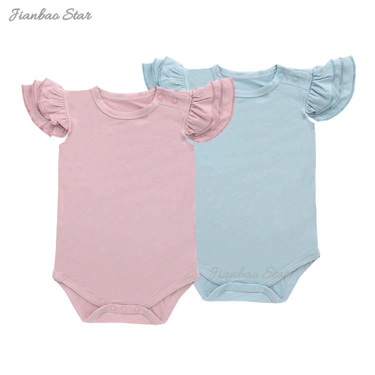 Atacado sem mangas bebê macacão de bambu elastano algodão material roupas bonito adorável bebê macacão em design de cor sólida